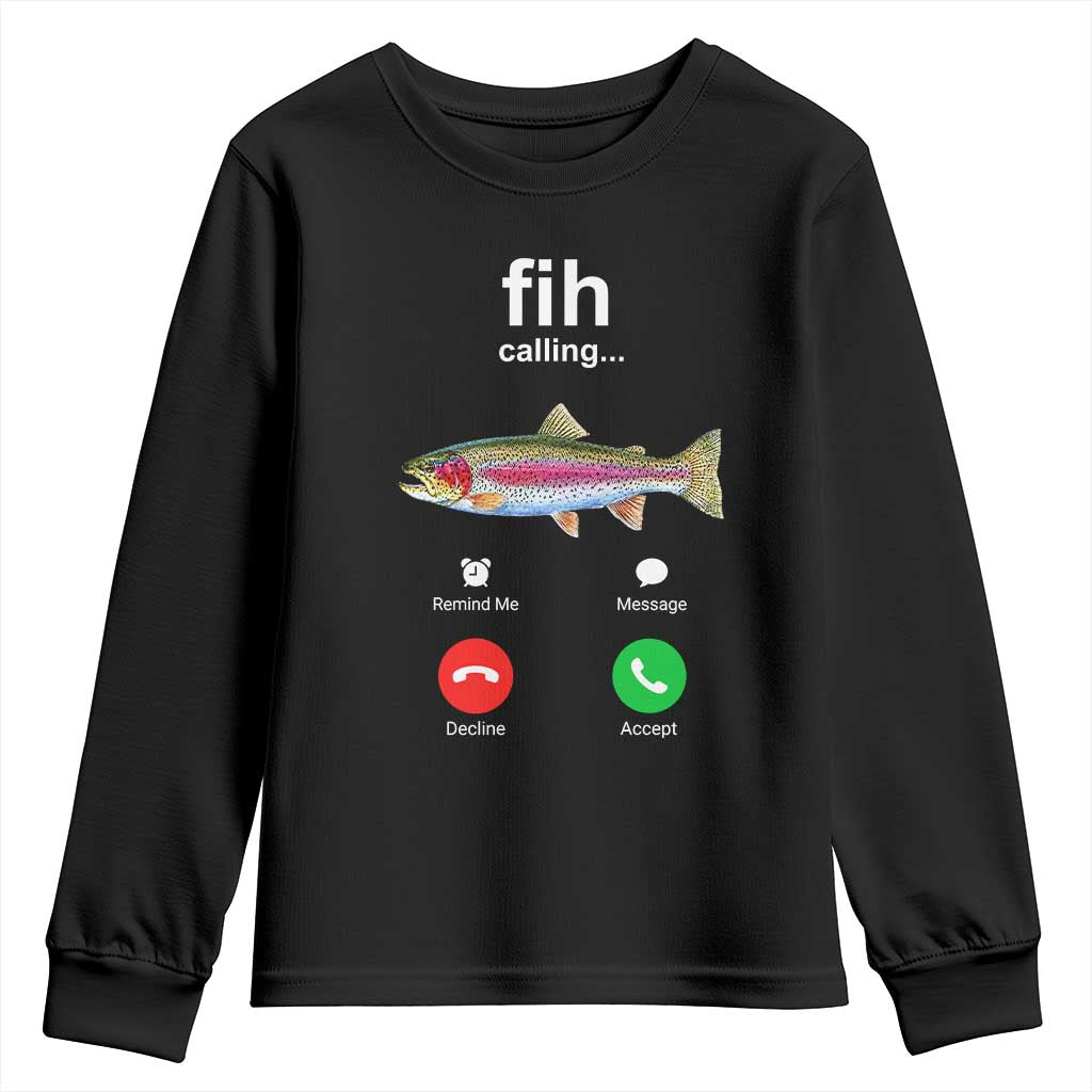 Funny Trout Fish Fih Calling Meme Phone Joke Youth Sweatshirt