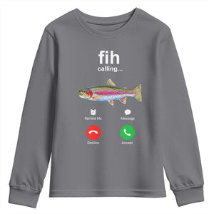 Funny Trout Fish Fih Calling Meme Phone Joke Youth Sweatshirt
