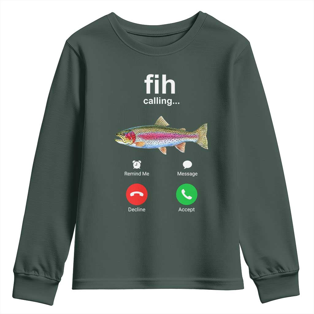 Funny Trout Fish Fih Calling Meme Phone Joke Youth Sweatshirt