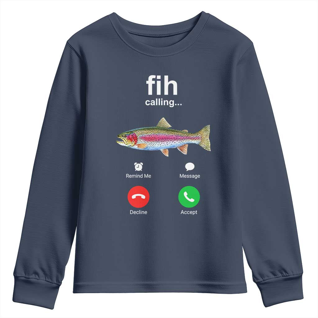 Funny Trout Fish Fih Calling Meme Phone Joke Youth Sweatshirt