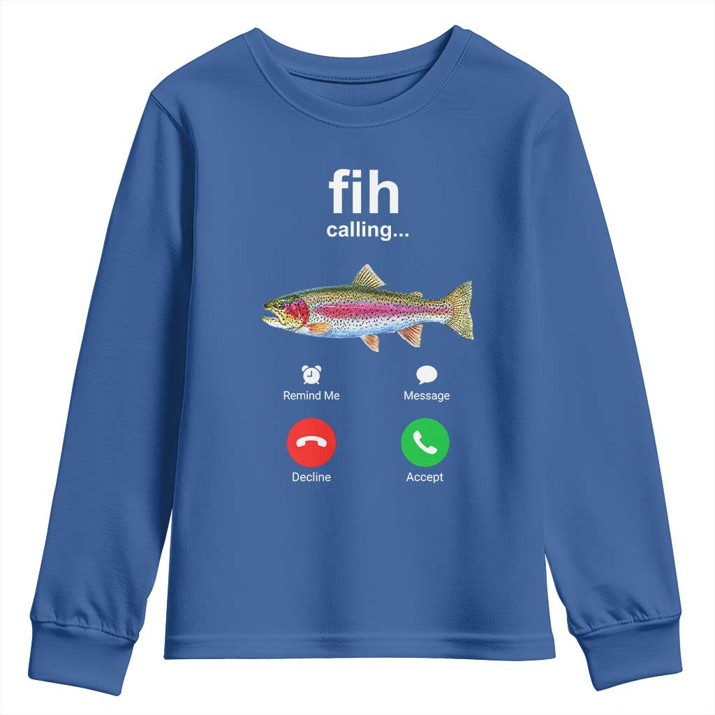 Funny Trout Fish Fih Calling Meme Phone Joke Youth Sweatshirt