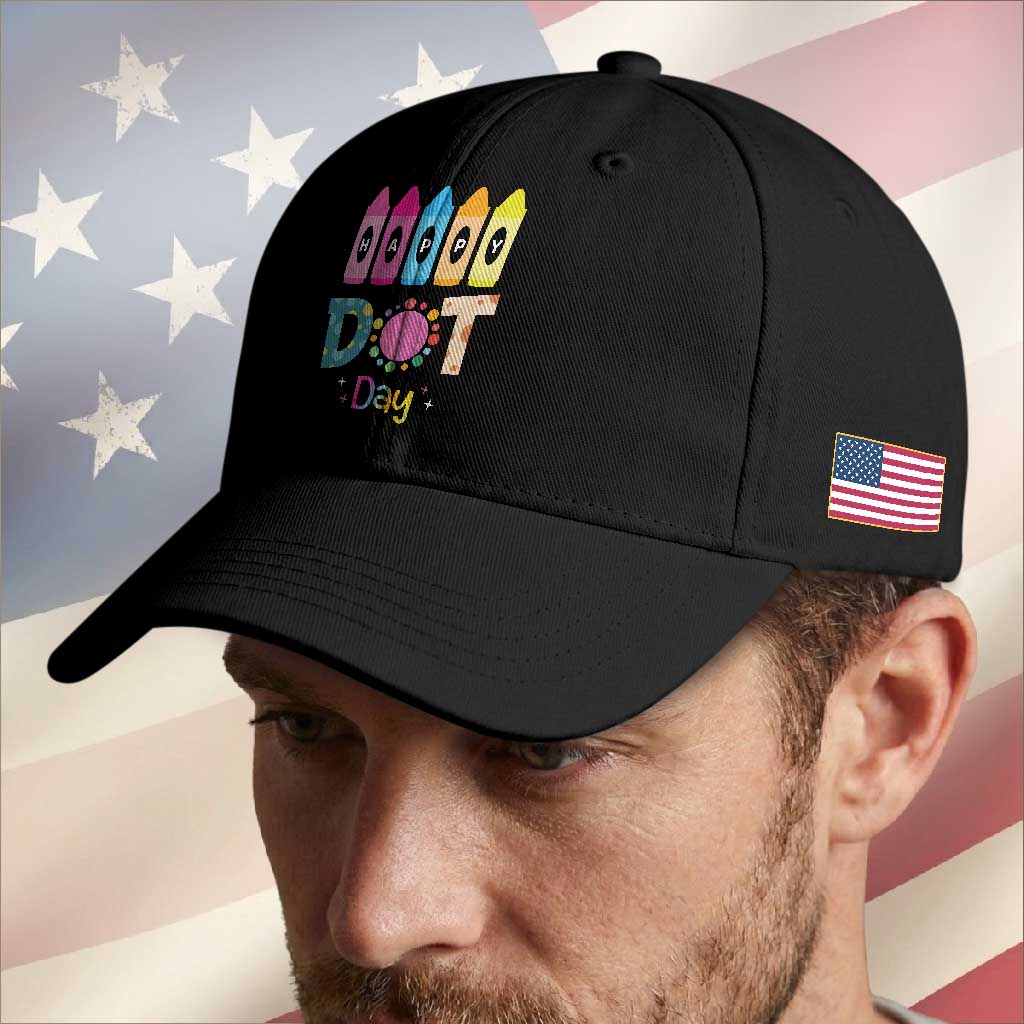 Happy Dot Day Baseball Cap Colorful Polka Dot Crayon Kindergarten