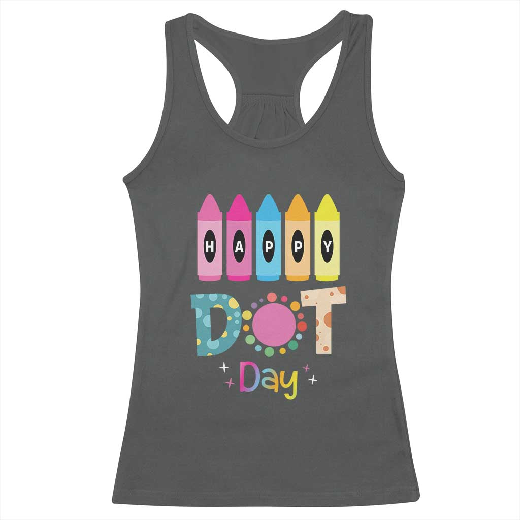 Happy Dot Day Racerback Tank Top Colorful Polka Dot Crayon Kindergarten