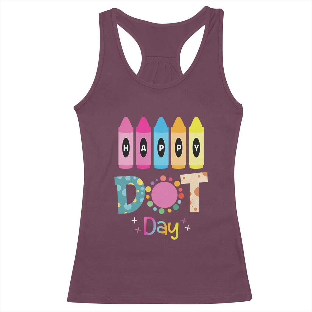 Happy Dot Day Racerback Tank Top Colorful Polka Dot Crayon Kindergarten