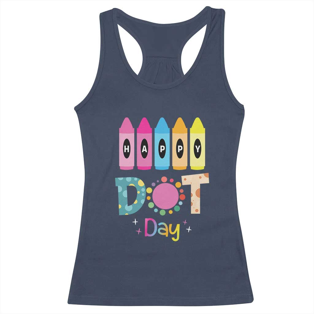Happy Dot Day Racerback Tank Top Colorful Polka Dot Crayon Kindergarten