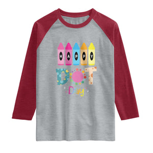 Happy Dot Day Raglan Shirt Colorful Polka Dot Crayon Kindergarten