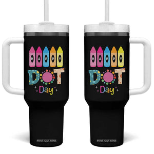 Happy Dot Day Tumbler With Handle Colorful Polka Dot Crayon Kindergarten