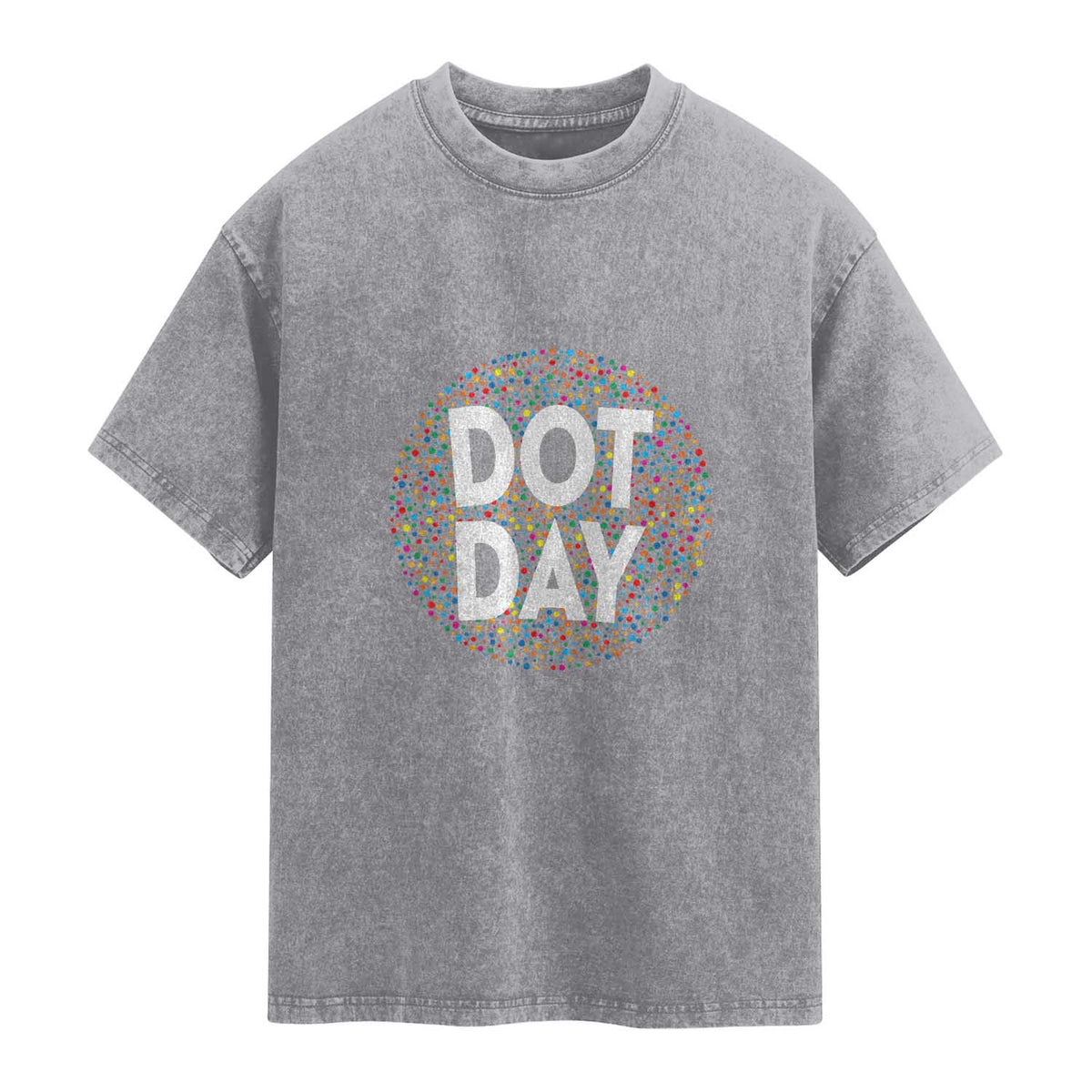 Happy Dot Day Washed Cotton T-Shirt Colorful Polka Dot Kindergarten International Dot Day
