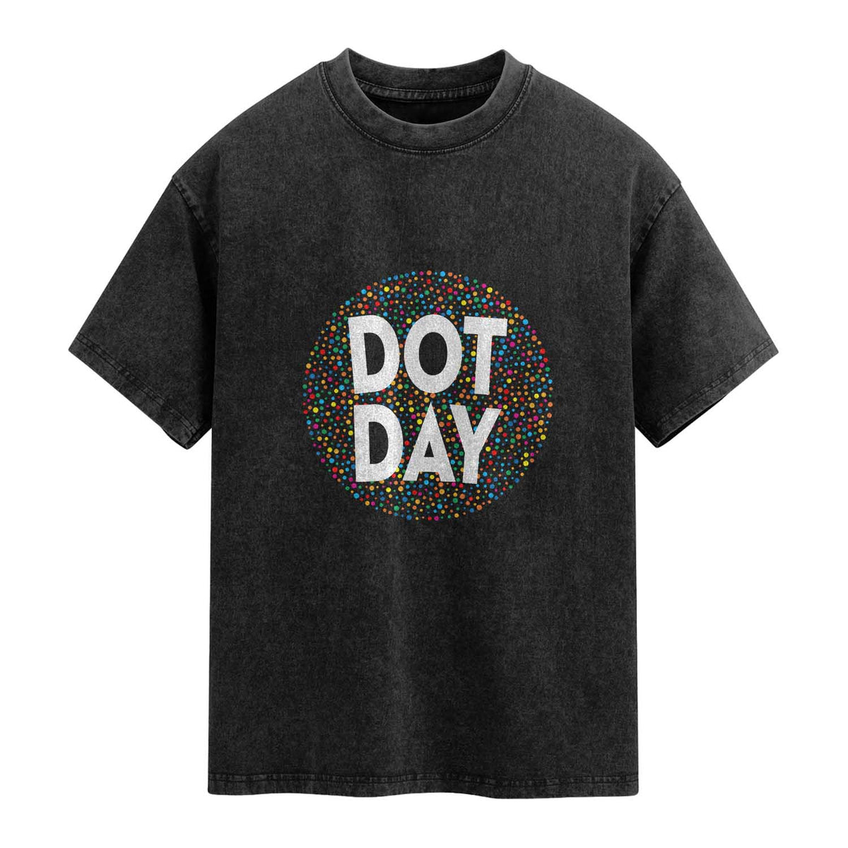 Happy Dot Day Washed Cotton T-Shirt Colorful Polka Dot Kindergarten International Dot Day