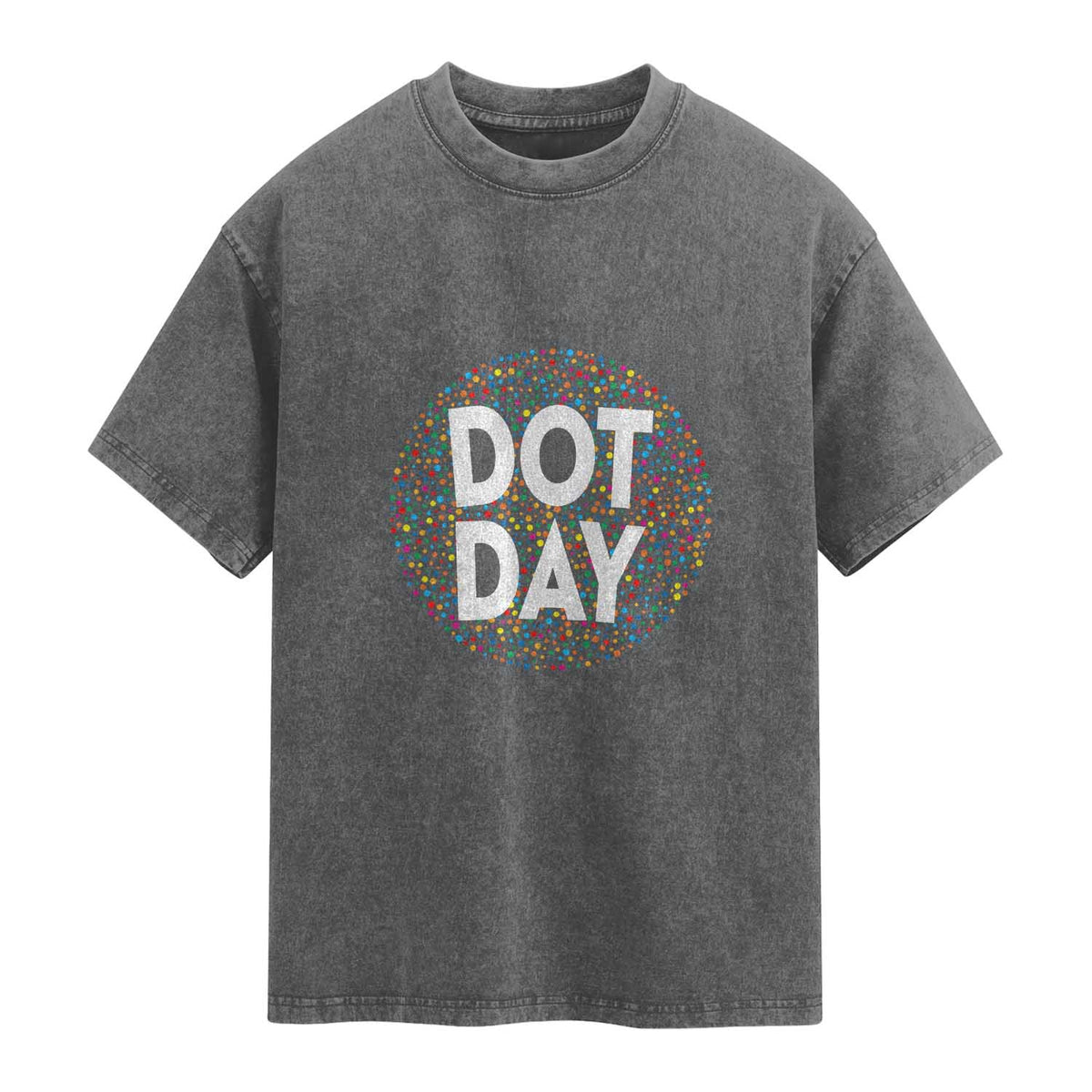 Happy Dot Day Washed Cotton T-Shirt Colorful Polka Dot Kindergarten International Dot Day