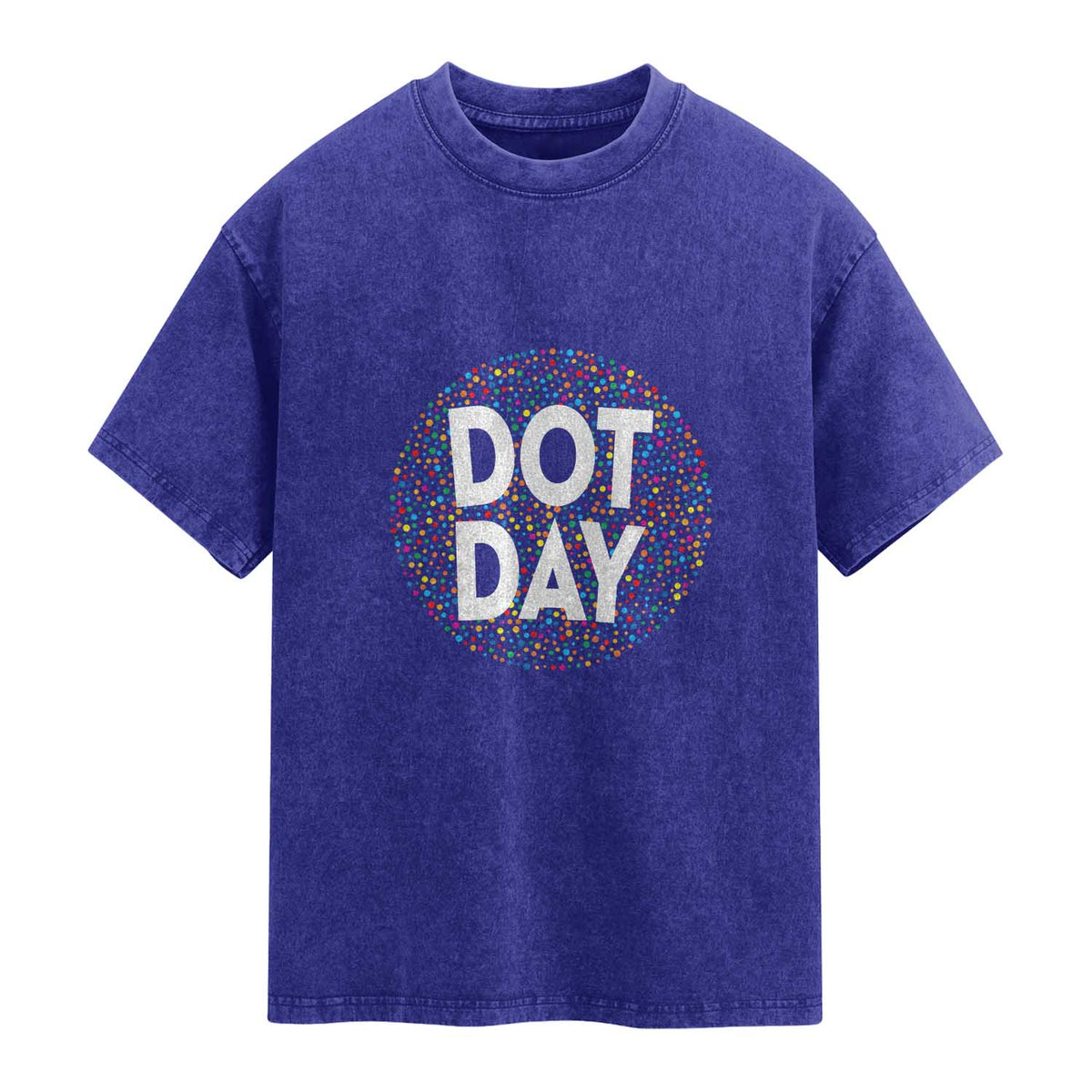 Happy Dot Day Washed Cotton T-Shirt Colorful Polka Dot Kindergarten International Dot Day
