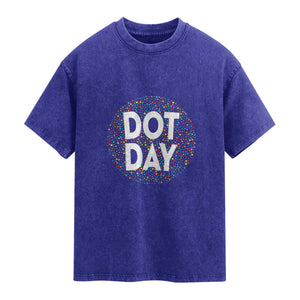Happy Dot Day Washed Cotton T-Shirt Colorful Polka Dot Kindergarten International Dot Day