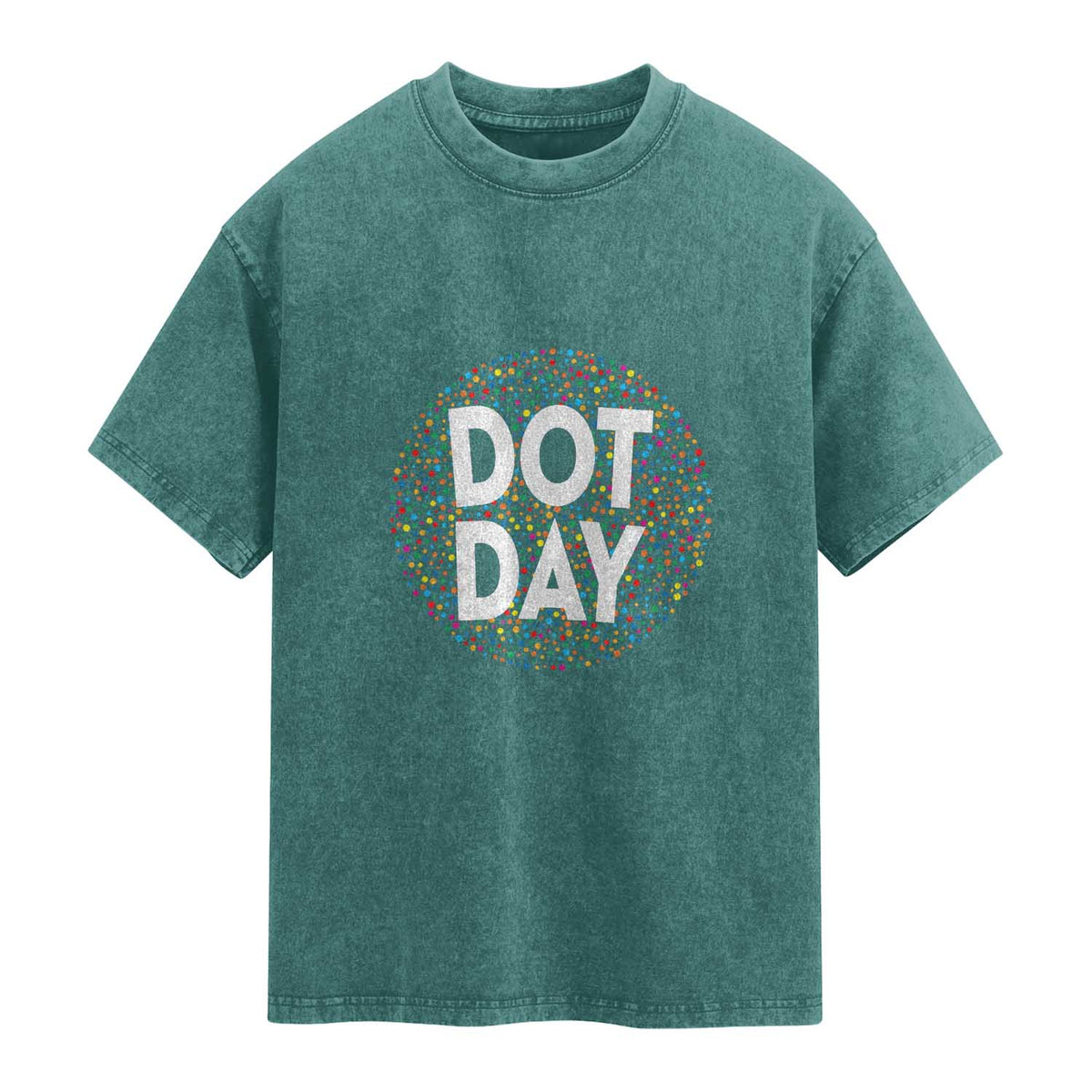 Happy Dot Day Washed Cotton T-Shirt Colorful Polka Dot Kindergarten International Dot Day