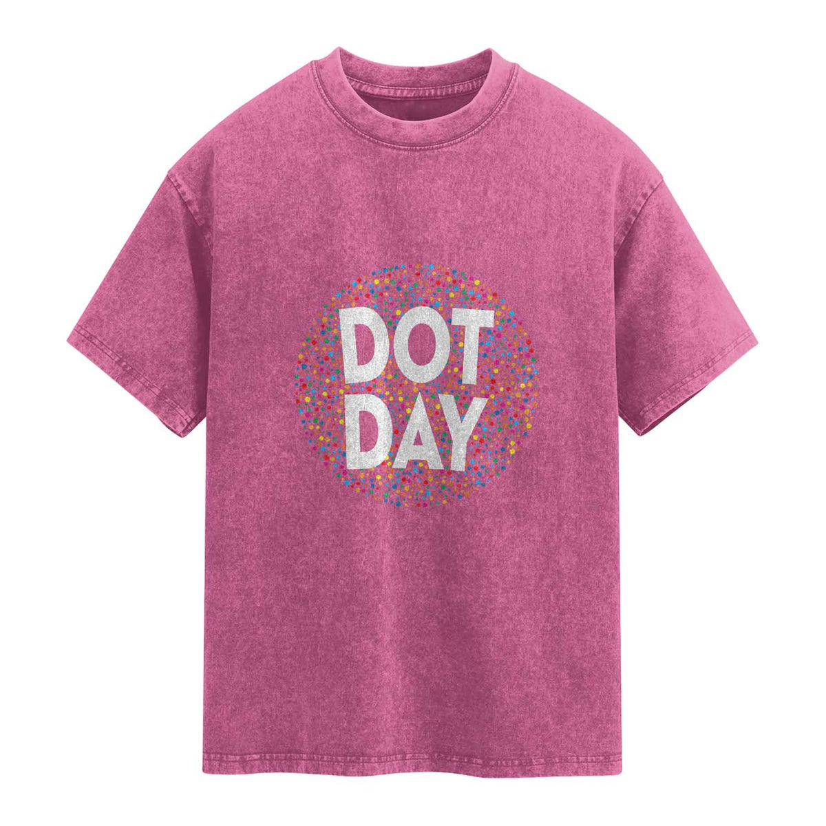 Happy Dot Day Washed Cotton T-Shirt Colorful Polka Dot Kindergarten International Dot Day