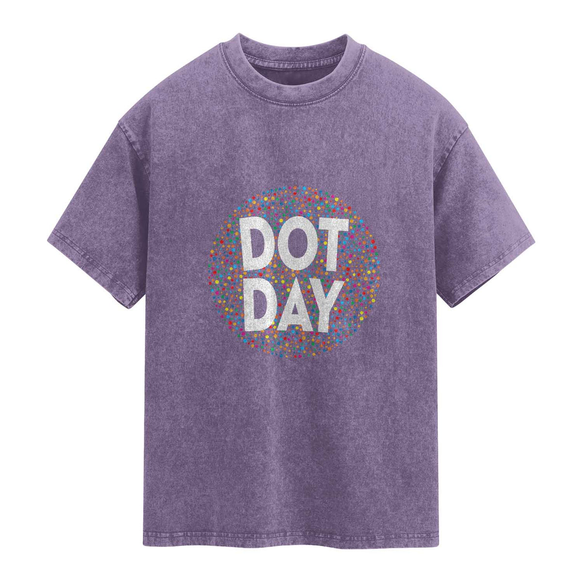 Happy Dot Day Washed Cotton T-Shirt Colorful Polka Dot Kindergarten International Dot Day
