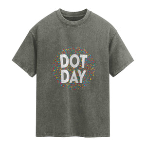 Happy Dot Day Washed Cotton T-Shirt Colorful Polka Dot Kindergarten International Dot Day