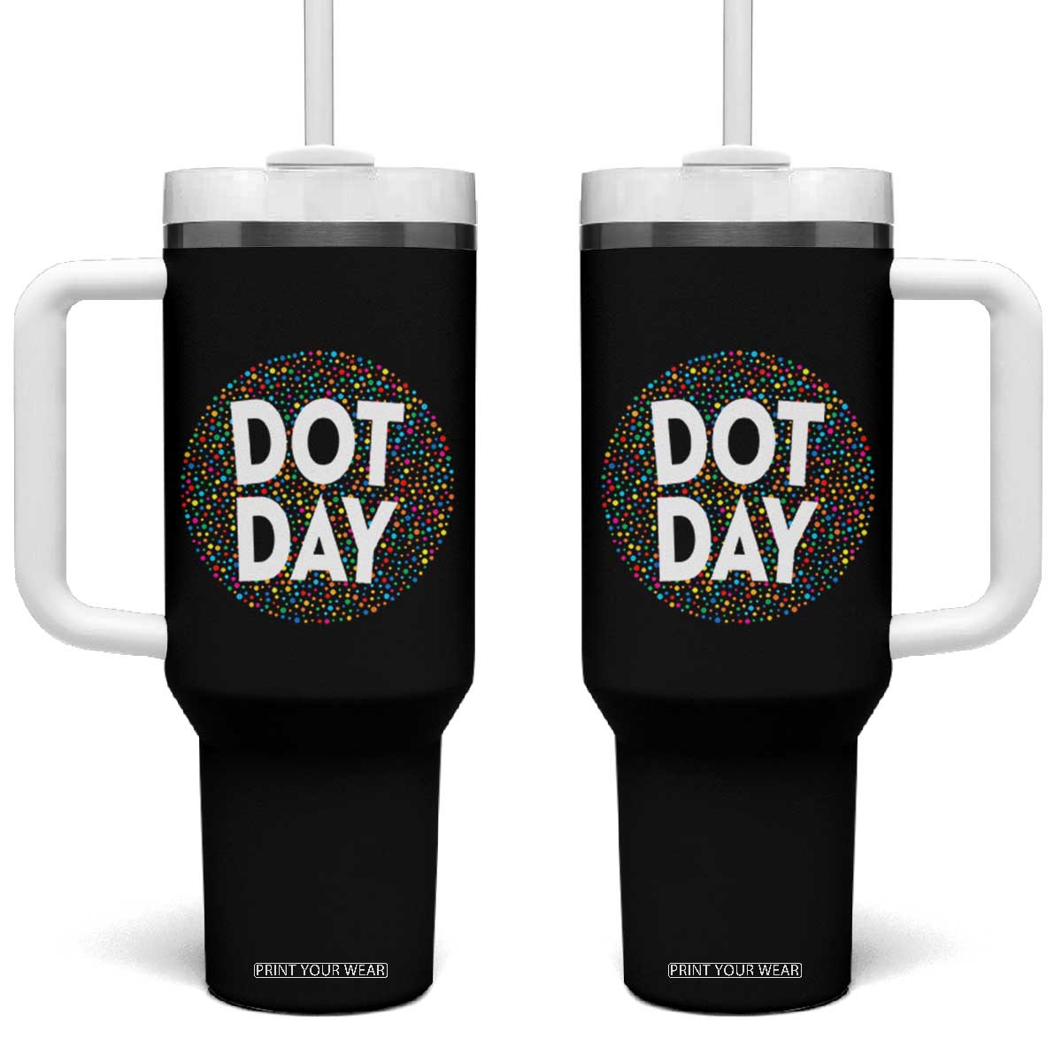 Happy Dot Day Tumbler With Handle Colorful Polka Dot Kindergarten International Dot Day