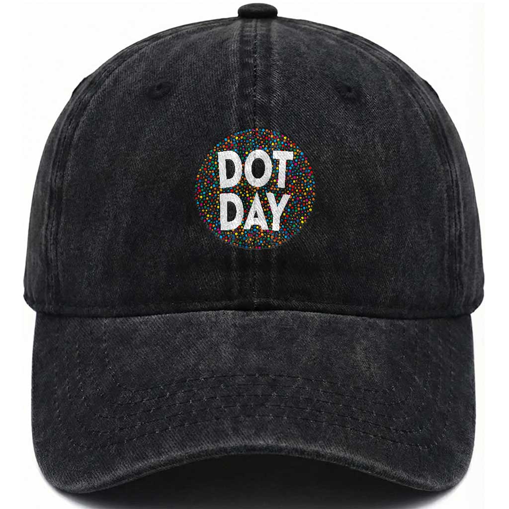 Happy Dot Day Washed Cotton Baseball Cap Colorful Polka Dot Kindergarten International Dot Day
