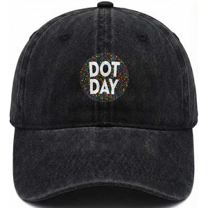 Happy Dot Day Washed Cotton Baseball Cap Colorful Polka Dot Kindergarten International Dot Day