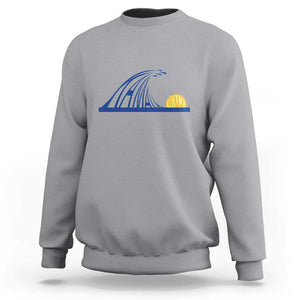 Harris Walz Supporter Sweatshirt Blue Wave Kamala Sunshine Water Drop Sun TS11 Sport Gray Print Your Wear