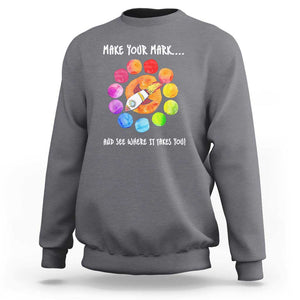 International Dot Day Sweatshirt Make Your Mark See Where It Takes Colorful Dot Rocket TS11 Charcoal Print Your Wear