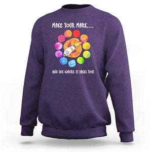 International Dot Day Sweatshirt Make Your Mark See Where It Takes Colorful Dot Rocket TS11 Purple Print Your Wear