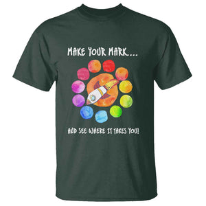 International Dot Day T Shirt Make Your Mark See Where It Takes Colorful Dot Rocket TS11 Dark Forest Green Print Your Wear