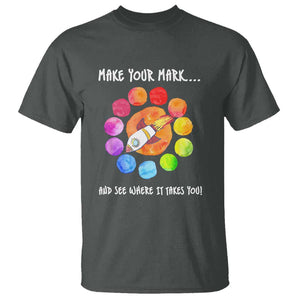 International Dot Day T Shirt Make Your Mark See Where It Takes Colorful Dot Rocket TS11 Dark Heather Print Your Wear