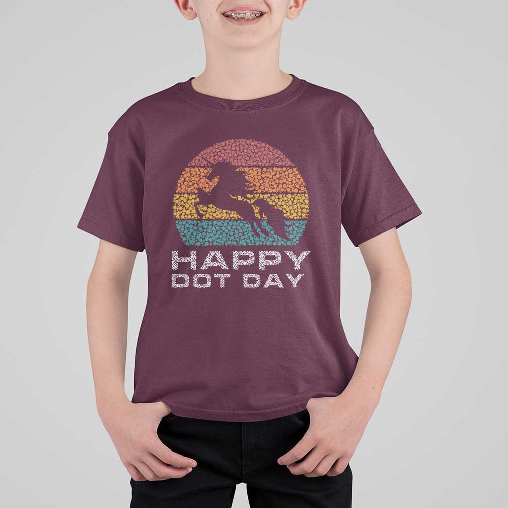 Happy Dot Day T Shirt For Kid Unicorn Retro Polka Dot Mythical Creatures TS11 Maroon Print Your Wear