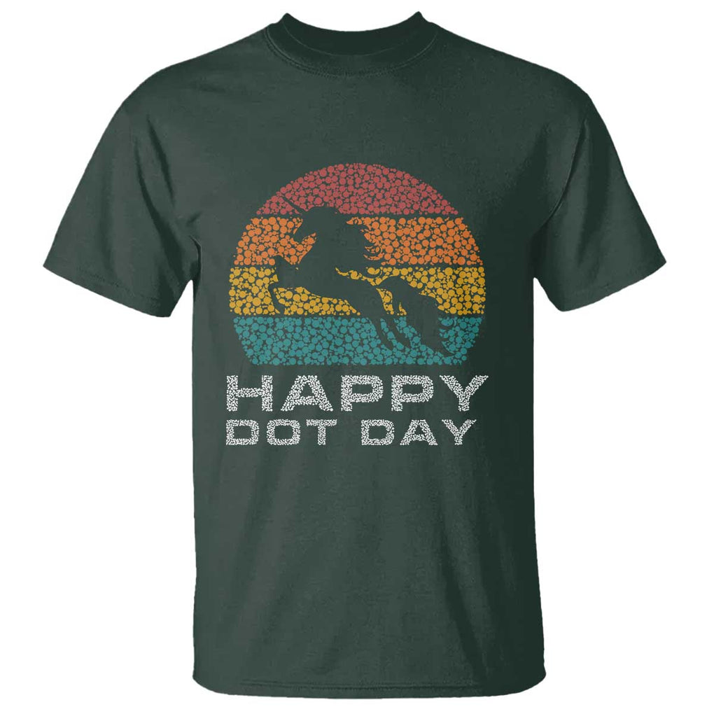 Happy Dot Day T Shirt Unicorn Retro Polka Dot Mythical Creatures TS11 Dark Forest Green Print Your Wear