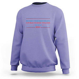 Tim Walz Sweatshirt Never Underestimate A Public School Teacher 2024 Star TS11 Violet Print Your Wear