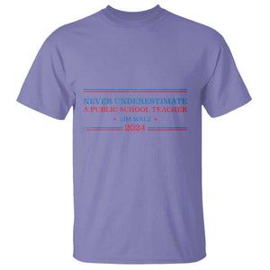 Tim Walz T Shirt Never Underestimate A Public School Teacher 2024 Star TS11 Violet Print Your Wear