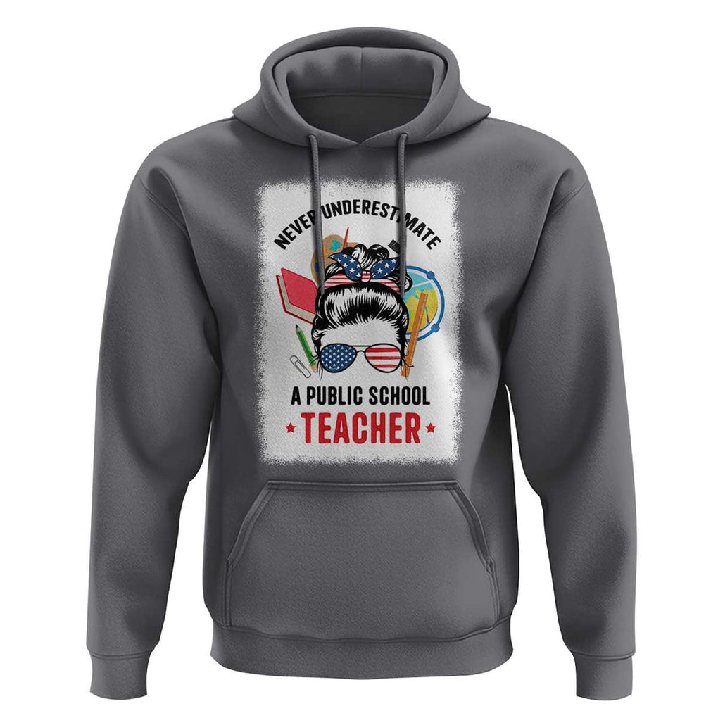 Tim Walz Hoodie Never Underestimate A Public School Teacher Messy Bun TS11 Charcoal Print Your Wear