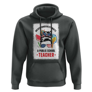 Tim Walz Hoodie Never Underestimate A Public School Teacher Messy Bun TS11 Dark Heather Print Your Wear