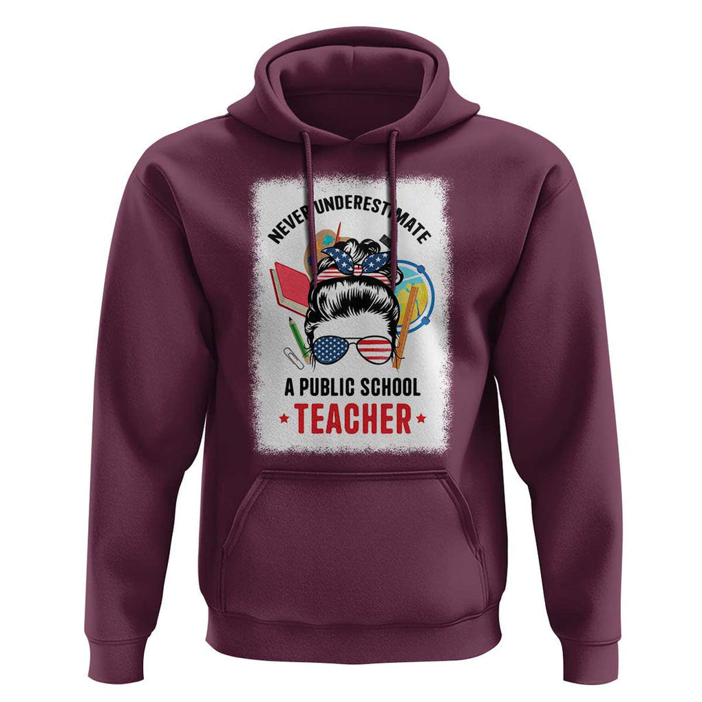 Tim Walz Hoodie Never Underestimate A Public School Teacher Messy Bun TS11 Maroon Print Your Wear