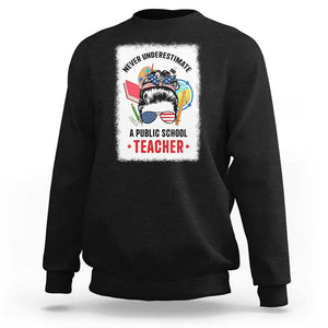 Tim Walz Sweatshirt Never Underestimate A Public School Teacher Messy Bun TS11 Black Print Your Wear