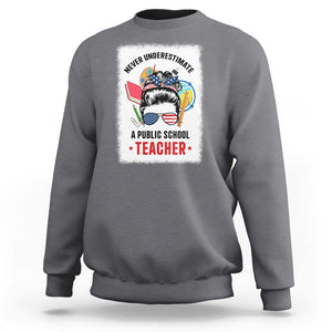 Tim Walz Sweatshirt Never Underestimate A Public School Teacher Messy Bun TS11 Charcoal Print Your Wear