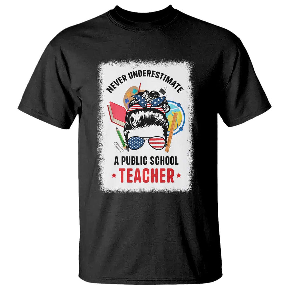 Tim Walz T Shirt Never Underestimate A Public School Teacher Messy Bun TS11 Black Print Your Wear