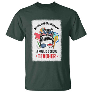 Tim Walz T Shirt Never Underestimate A Public School Teacher Messy Bun TS11 Dark Forest Green Print Your Wear