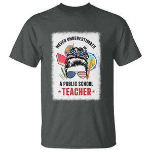 Tim Walz T Shirt Never Underestimate A Public School Teacher Messy Bun TS11 Dark Heather Print Your Wear