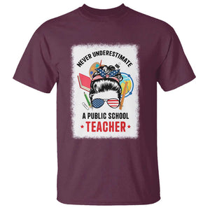 Tim Walz T Shirt Never Underestimate A Public School Teacher Messy Bun TS11 Maroon Print Your Wear