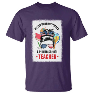 Tim Walz T Shirt Never Underestimate A Public School Teacher Messy Bun TS11 Purple Print Your Wear