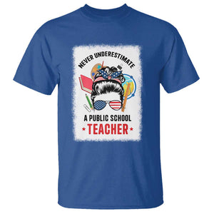 Tim Walz T Shirt Never Underestimate A Public School Teacher Messy Bun TS11 Royal Blue Print Your Wear