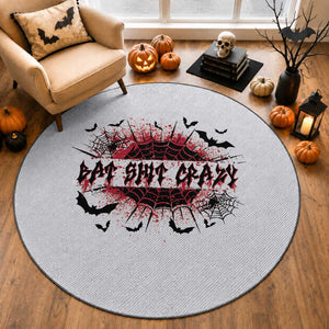 Funny Halloween Bat Shit Crazy Round Rug Horror Spider Web