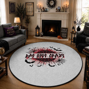Funny Halloween Bat Shit Crazy Round Rug Horror Spider Web