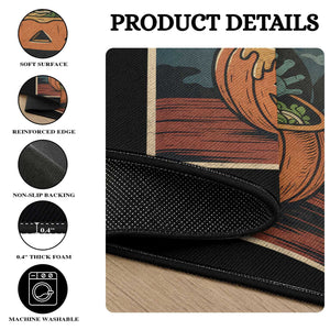 Funny Spooky Black Cat Eating Ramen Kawaii Japanese Halloween Round Rug