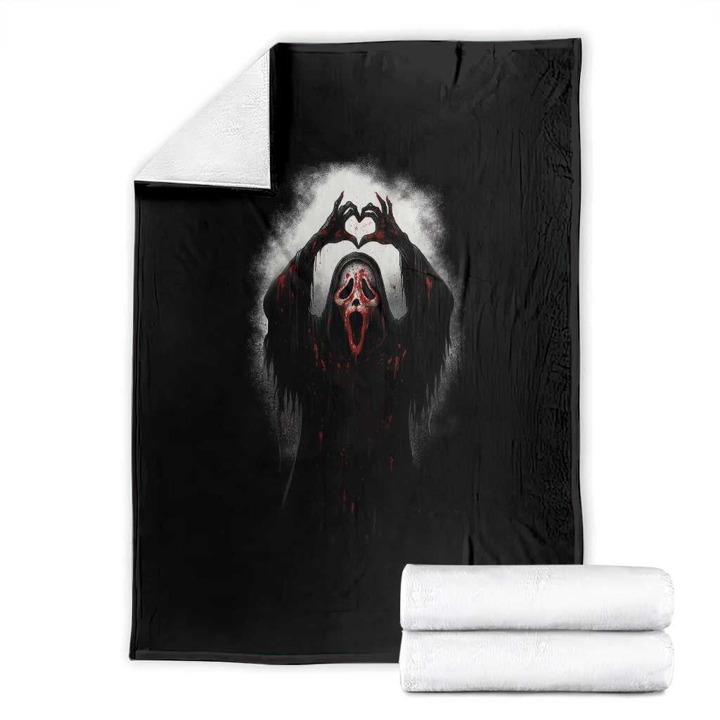 Funny Scary Face Ghost Hand Heart Sign Halloween Throw Blanket TS11 Black Print Your Wear