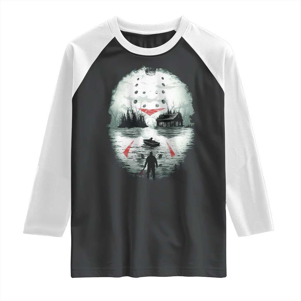 Halloween Jason Hockey Mask Friday 13th Slasher Raglan Shirt TS11 Black White Print Your Wear