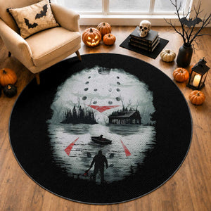 Halloween Jason Hockey Mask Friday 13th Slasher Round Rug