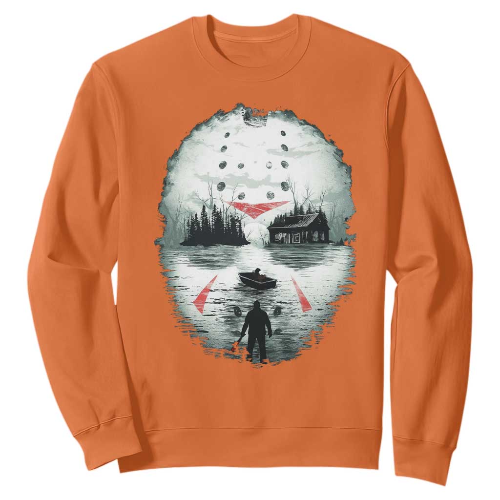Halloween Jason Hockey Mask Friday 13th Slasher Sweatshirt TS11 Orange Print Your Wear